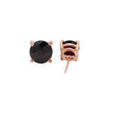 925 Sterling Silver Round Shaped Dark Natural Garnet Gemstone Earring Stud