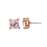 925 Sterling Silver Square Shaped Natural Amethyst Gemstone Stud Earring