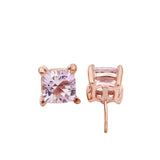 925 Sterling Silver Square Shaped Natural Amethyst Gemstone Stud Earring