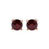925 Sterling Silver Round Shaped Red Garnet Gemstone Stud Earring