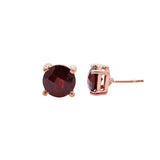 925 Sterling Silver Round Shaped Red Garnet Gemstone Stud Earring