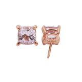 925 Sterling Silver Natural Purple Amethyst Square Gemstone Stud Earring