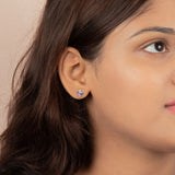 925 Sterling Silver Natural Rose Gold Plated Amethyst Gemstone Stud Earring