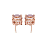 925 Sterling Silver Natural Rose Gold Plated Amethyst Gemstone Stud Earring