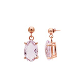 925 Sterling Silver Oval Shaped Amethyst Gemstone Dangle Drop Earring