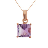 925 Sterling Silver Square Shaped Natural Amethyst Gemstone Pendant