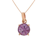 Natural Amethyst Round Cut Gemstone Rose Gold Plated 925 Sterling Silver Pendant