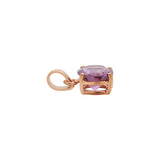 Natural Amethyst Round Cut Gemstone Rose Gold Plated 925 Sterling Silver Pendant