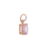 925 Sterling Silver Natural Amethyst Cushion Shaped Rose Gold Plated Pendant