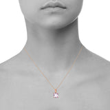 925 Sterling Silver Natural Amethyst Cushion Shaped Rose Gold Plated Pendant