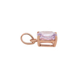 925 Sterling Silver Natural Amethyst Cushion Shaped Rose Gold Plated Pendant