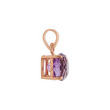 Handmade 925 Sterling Silver Natural Amethyst Round Cut Gemstone Rose Gold Plated Pendant