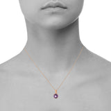 Handmade 925 Sterling Silver Natural Amethyst Round Cut Gemstone Rose Gold Plated Pendant