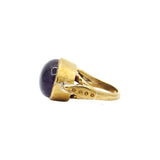 Gold Plated Oval Amethyst Gemstone Ring