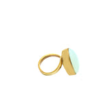 Oval Aqua Chalcedony Gemstone Ring
