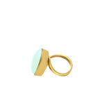 Oval Aqua Chalcedony Gemstone Ring