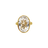 Gold Plated Oval Green Amethyst Gemstone Ring
