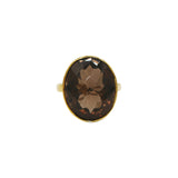 Gold Plated Smoky Quartz Gemstone Ring