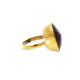 Gold Plated Smoky Quartz Gemstone Ring