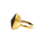 Gold Plated Smoky Quartz Gemstone Ring