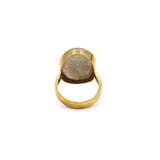 925 Sterling Silver Labradorite Gemstone Gold Plated Ring