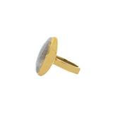 925 Sterling Silver Labradorite Gemstone Gold Plated Ring