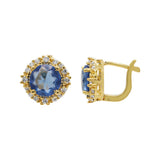 Gold Plated London Blue Topaz Ring, Earring Pendant Set