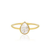 925 Silver White Crystal Gemstone Gold Plated Ring