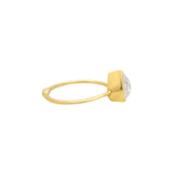 925 Silver White Crystal Gemstone Gold Plated Ring