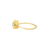 925 Silver White Crystal Gemstone Gold Plated Ring