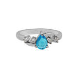 Pear Shape Blue Topaz Stone Ring, Earring, Pendant Set