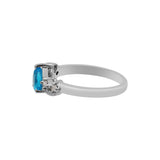 Pear Shape Blue Topaz Stone Ring, Earring, Pendant Set
