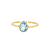925 Silver Blue Topaz Adjustable Gold Plated Ring