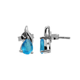 Pear Shape Blue Topaz Stone Ring, Earring, Pendant Set