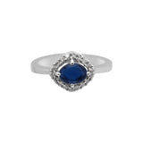 Natural Blue Sapphire, Cubic Zircon Gemstone Designer Ring, Earring And Pendant Set