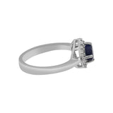 Natural Blue Sapphire, Cubic Zircon Gemstone Designer Ring, Earring And Pendant Set