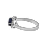 Natural Blue Sapphire, Cubic Zircon Gemstone Designer Ring, Earring And Pendant Set