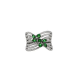 925 Silver Green And White CZ Stone Ring