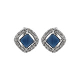 Natural Blue Sapphire, Cubic Zircon Gemstone Designer Ring, Earring And Pendant Set
