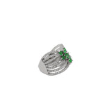 925 Silver Green And White CZ Stone Ring