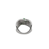 925 Silver Green And White CZ Stone Ring
