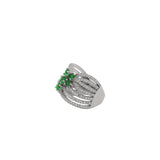 925 Silver Green And White CZ Stone Ring