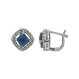 Natural Blue Sapphire, Cubic Zircon Gemstone Designer Ring, Earring And Pendant Set