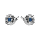 Natural Blue Sapphire, Cubic Zircon Gemstone Designer Ring, Earring And Pendant Set