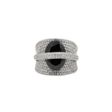 Silver Black Onyx And CZ Stone Ring