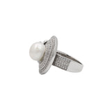 Beautiful Silver Pearl And CZ Stone Ring