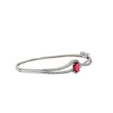 Silver Pink Stone And Cubic Zirconia Bangle Bracelet