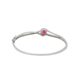Silver Pink Stone And Cubic Zirconia Bangle Bracelet