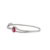 Silver Pink Stone And Cubic Zirconia Bangle Bracelet