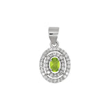 Cubic Zirconia Peridot Stone Ring, Earring And Pendant